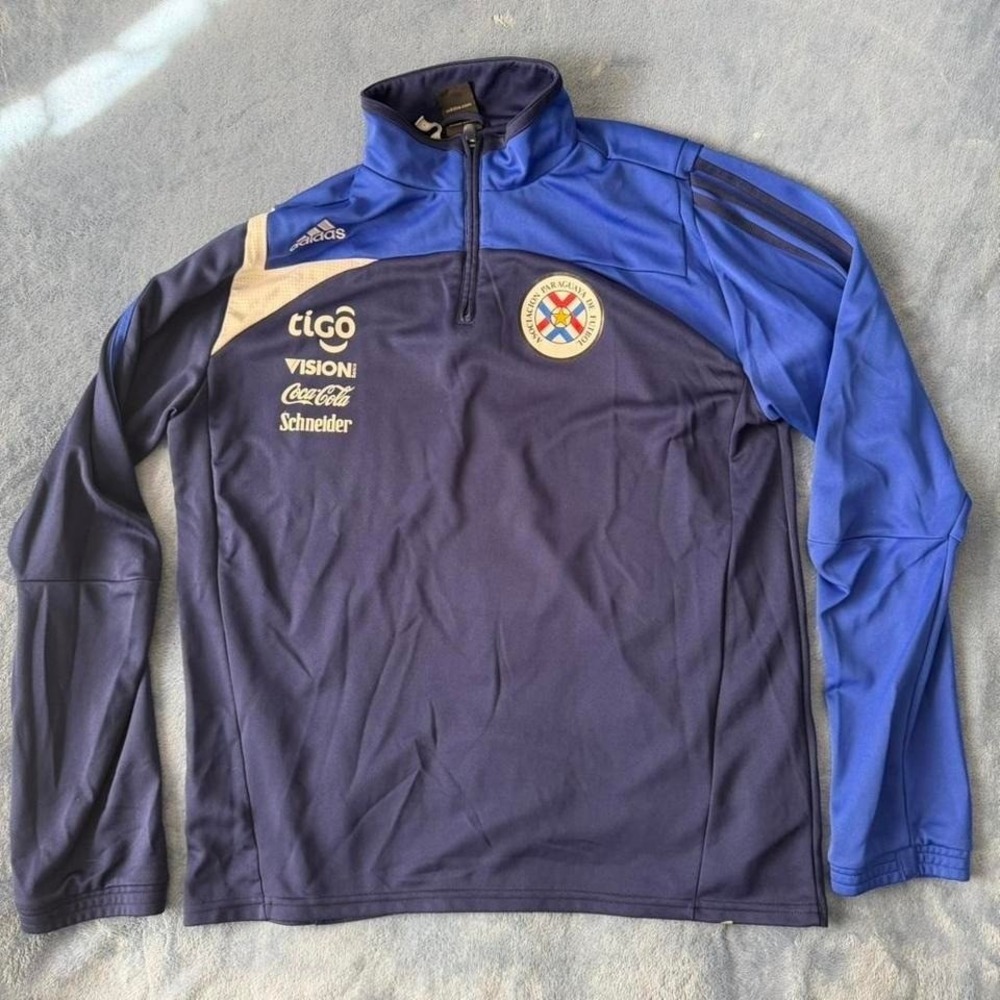 Vintage Adidas Paraguayan National Team quarter-zip blue sweatshirt men Size XXL